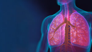 A holographic concept of lungs during a lung cancer scan.